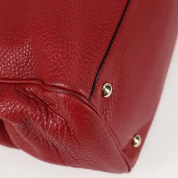 GUCCI Bamboo Hand Bag Leather 2way Red Gold 323660 Auth 125733 - Picture 5 of 16